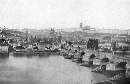 Foto: Karlsbrücke und Prager Burg 1856