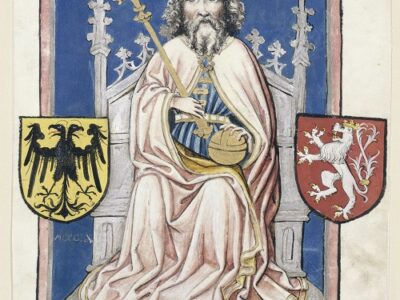 Bild: Kaiser Karl IV. mit den Wappen seiner vier Frauen