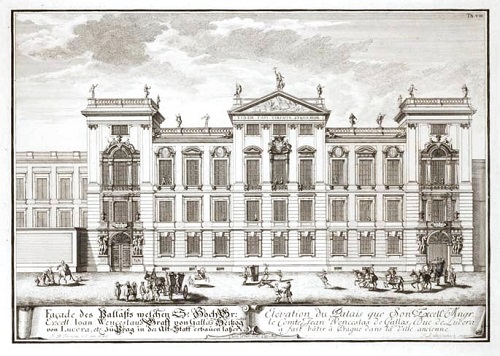 Illustration: Clam-Gallas Palais auf einer historischen Zeichnung