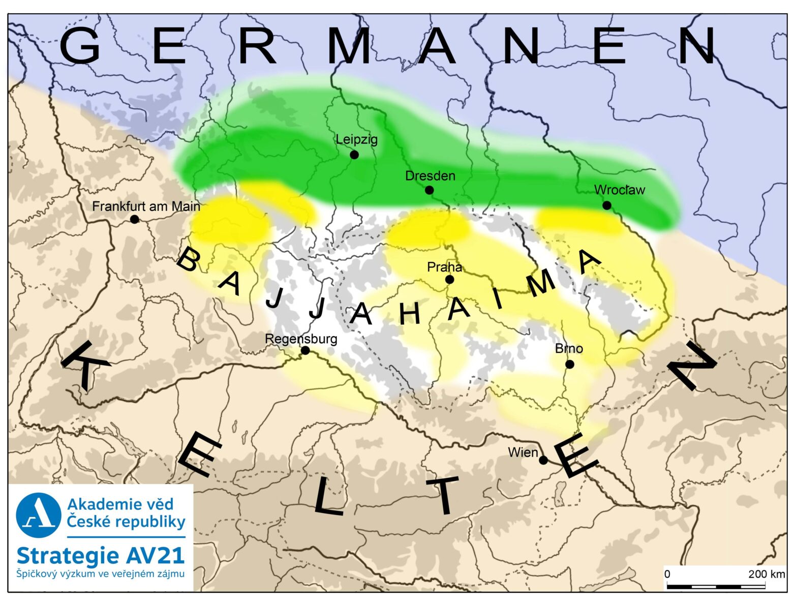 Illustration: Karte des möglichen Bajjahaima-Gebiets - Bild: Akademie der Wissenschaften/Vladimír Salač