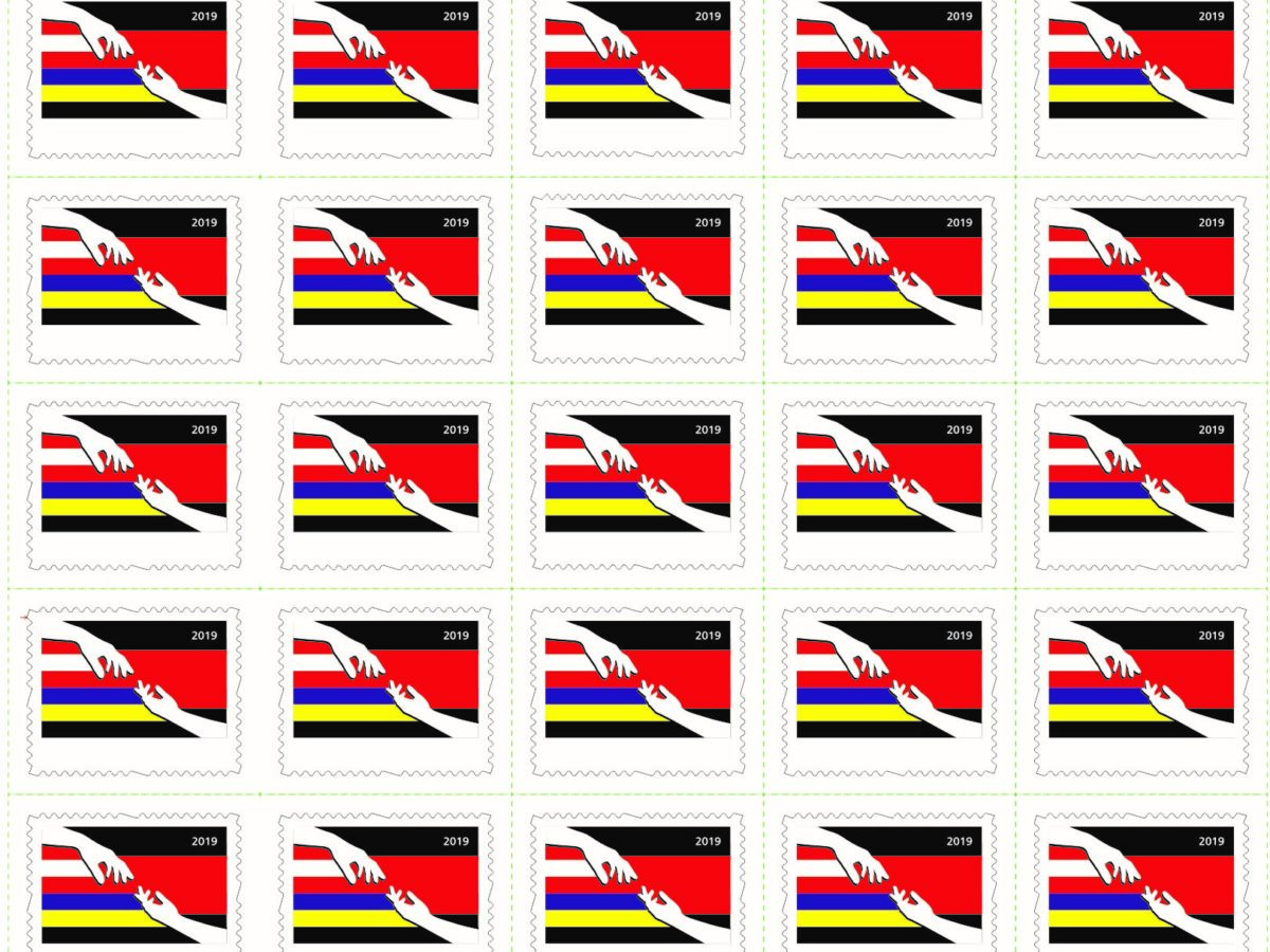 Entwurf der geplanten Kaaden-Gedenkbriefmarke