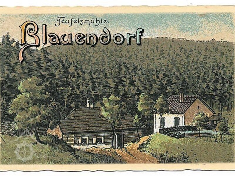 Eine alte Ansichtskarte der Teufelsmühle in Blauendorf (Bludovice) bei Neutitschein (Novy Jičin) - Foto: www.vodnimlyny.cz