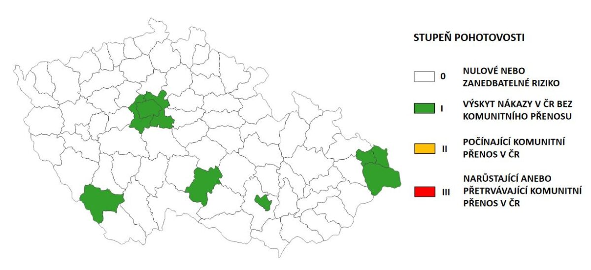 Am Montag präsentierte das tschechische Gesundheitsministerium eine Karte, in der die einzelnen Kreise nach dem Risiko einer Ansteckung mit dem Coronavirus bewertet werden. Foto: Ministerstvo Zdravotnictví České Republiky