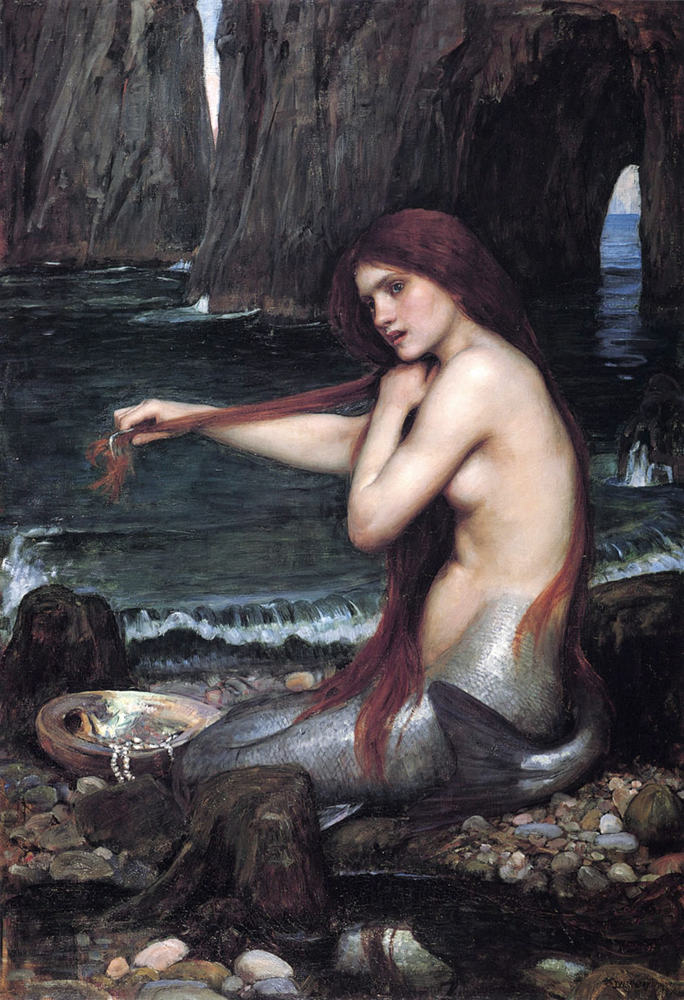 John William Waterhouse: Eine Meerjungfrau (A mermaid, 1900). Foto: Waterhouse: Eine Meerjungfrau (A mermaid, 1900), Wikimedia Commons (als gemeinfrei gekennzeichnet)