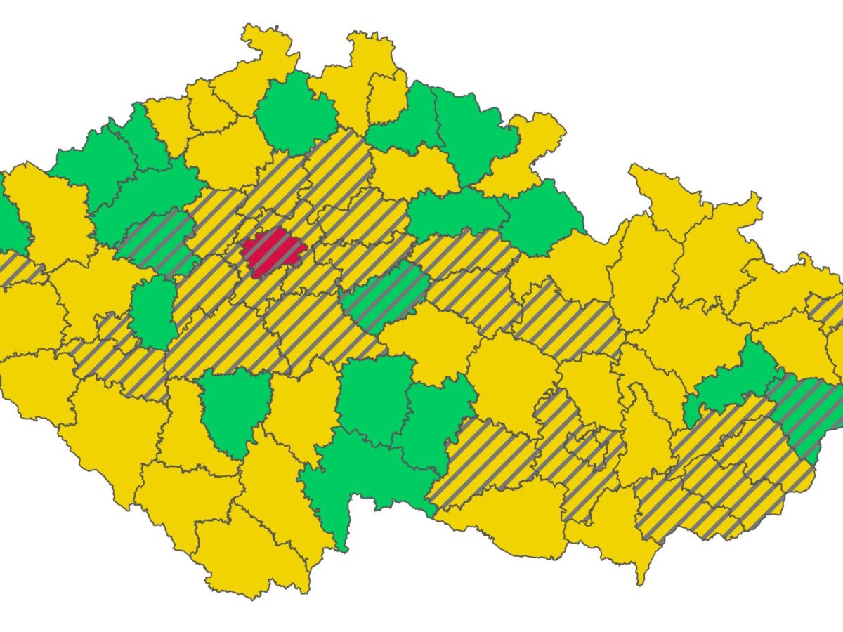 Die Corona-Ampel vom 25. September: Nur noch wenige Kreise sind grün. Foto: Ministerstvo zdravotnictví