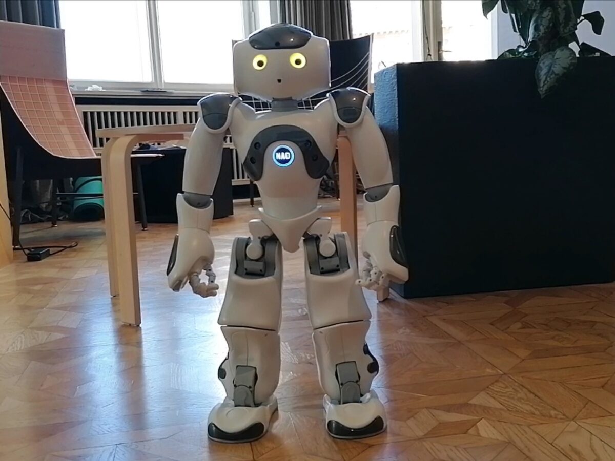 Die NAO-Roboter können sich vorstellen, ein paar Sätze über die Städte sagen, in denen sie waren, Witze erzählen oder einen kurzen Tanz aufführen. Foto: Lara Kauffmann
