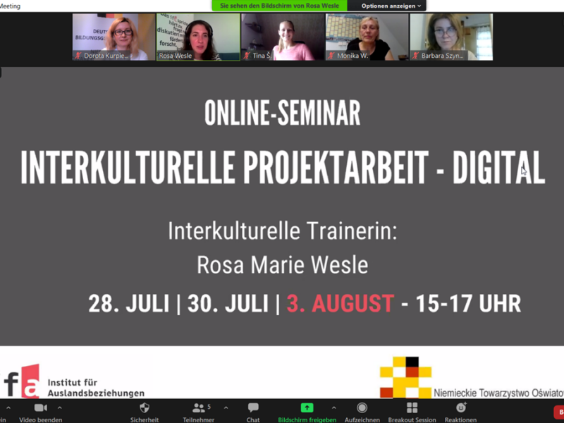 Online-Seminar "Interkulturelle Projektarbeit digital". Foto: Rosa Marie Wesle