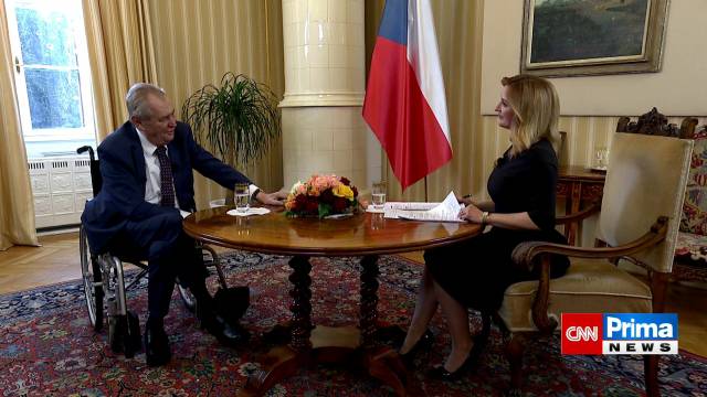 TV-Interview von Terezie Tománková mit Tschechiens Präsident Miloš Zeman. Foto: ČTK/PR/CNN Prima News