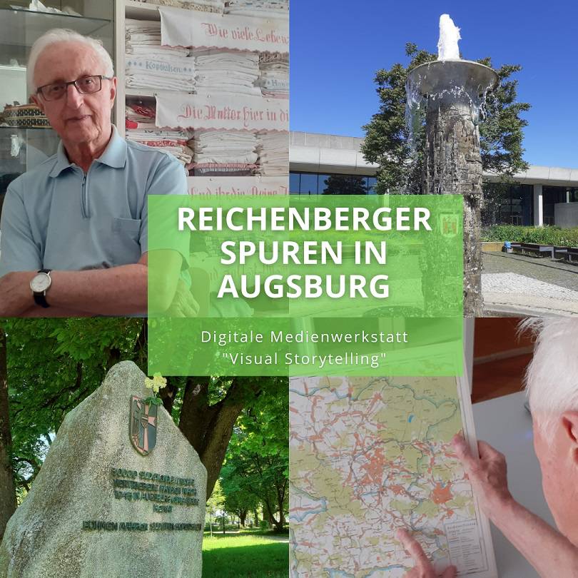 Jonas Klimm begab sich auf Reichenberger Spuren in seiner Heimatstadt Augsburg. Collage: LE
