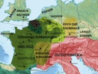 Reich der Thüringer an der Ostgrenze des Fränkischen Reichs um 500 n. Chr. Foto: Wikimedia Commons/ als gemeinfrei gekennzeichnet