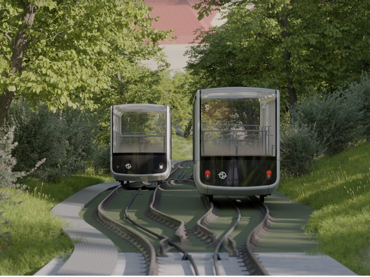Das neue Design der Standseilbahn ist schlicht und elegant verglast. Foto: Pavel Safranek/anna maresova designers
