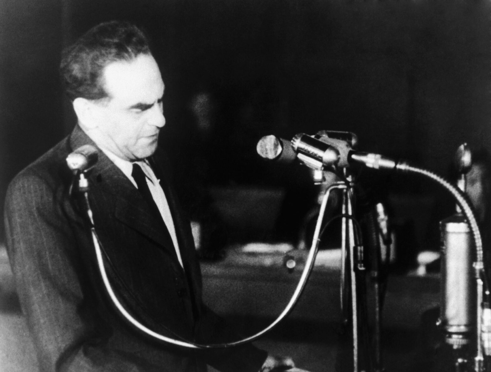 Rudolf Slánský auf der Anklagebank im Prozess Ende November 1952. Foto: ČTK