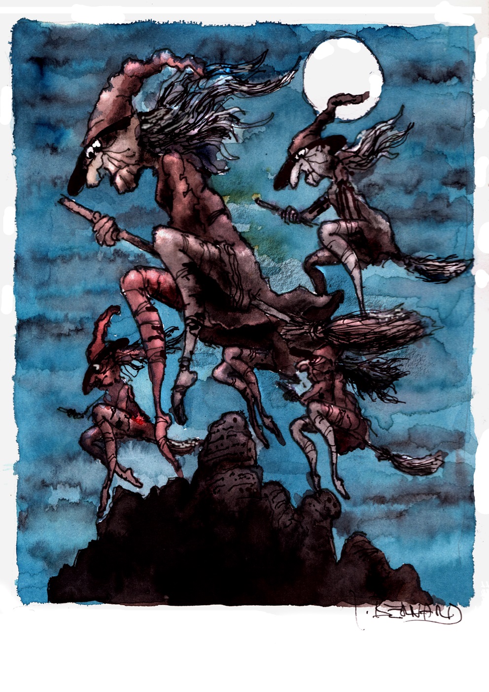 Hexen im Altvatergebirge. Zeichnung: Jiří Bernard