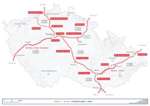Geplante Hochgeschwindigkeitsstrecken in Tschechien. Bis 2040 soll das Netz fertiggestellt sein. Foto: Správa železnic