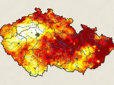 Die Karte von Intersucho zeigt die aktuelle Bodentrockenheit im Vergleich zum Durchschnitt im Zeitraum 1961-2015. Quelle: www.intersucho.cz