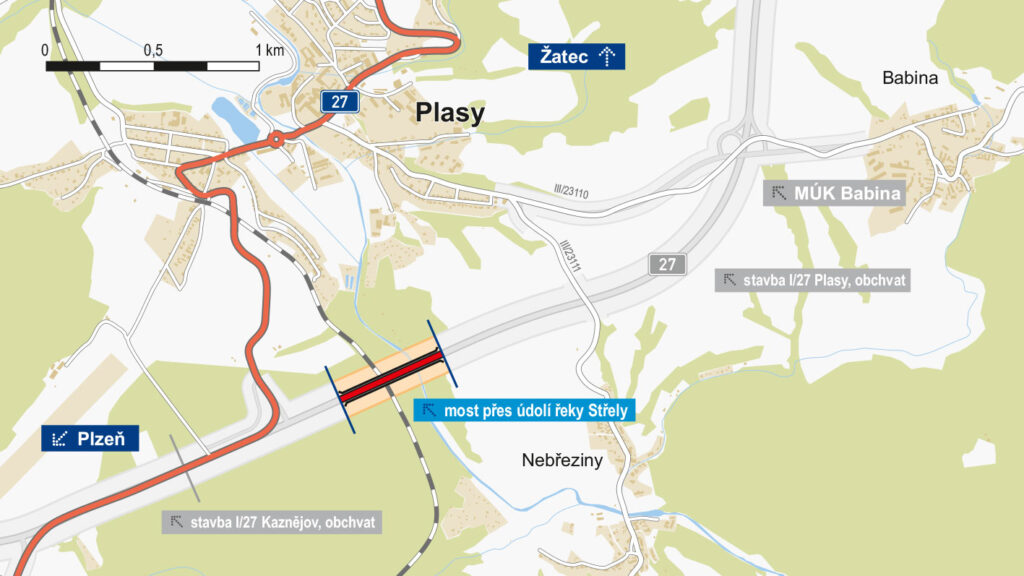 Die Brücke ist Teil der geplanten Umgehungsstraße bei Plaß (Plasy), die den Ort vom starken Durchgangsverkehr entlasten soll.