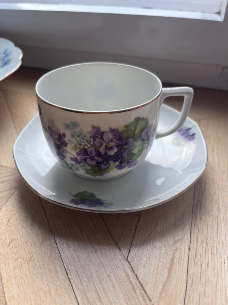 Diese Porzellantasse mit Unterteller soll im Odrauer Stadtmuseum ihren Platz in der Vitrine finden - ein Erinnerungsstück an meine Oma.