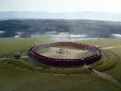 Visualisierung des neu entdeckten Rondells in Königgrätz (Hradec Králové), Tschechien – Das prähistorische Bauwerk mit einem Durchmesser von rund 90 Metern ist der 13. Fund dieser Art in der Region Oberböhmen.