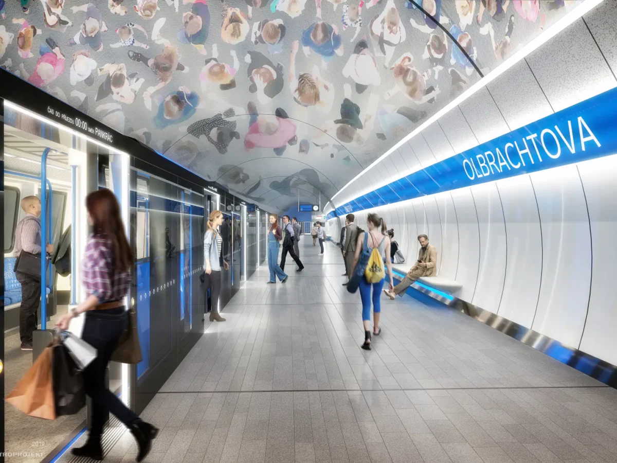 Ansicht der künftigen Metro-Station Olbrachtová auf der sich im Bau befindenen Metro-Linie D.