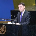 Tschechiens Außenminister Petr Macinka (Motoristen) während seiner Rede vor der UN-Vollversammlung am 24. Februar 2026.