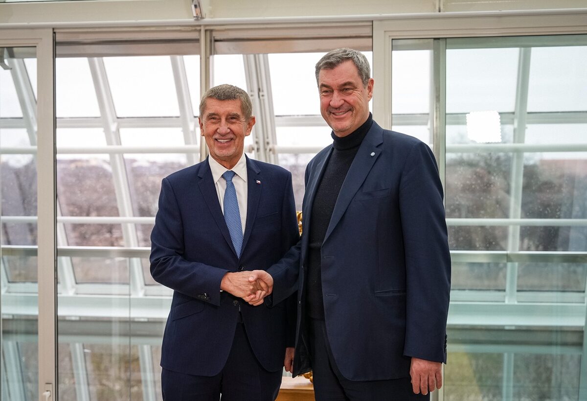 Tschechiens Regierungschef Andrej Babiš und Bayerns Ministerpräsident Markus Söder bei einem gemeinsamen Treffen am Montag, den 9. Februar 2026, in München.