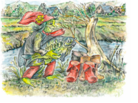 Der Wassermann am Bachufer.