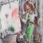 Die alte Frau Dora mit ihrer schwarzen Henne.