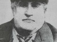 Schwarz-weiß Porträt von Joseph Spielmann (1801 – 1888), der das Dorf Spillville in Iowa gründete, wo sich viele Auswanderer aus Böhmen niederließen.