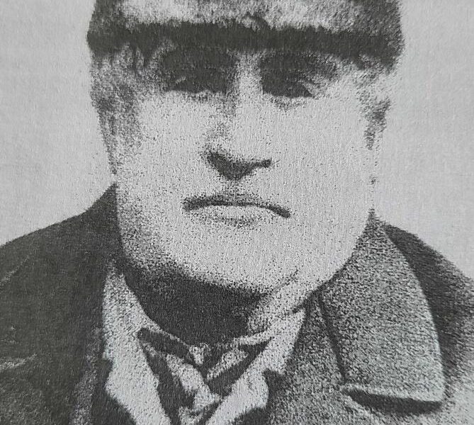 Schwarz-weiß Porträt von Joseph Spielmann (1801 – 1888), der das Dorf Spillville in Iowa gründete, wo sich viele Auswanderer aus Böhmen niederließen.