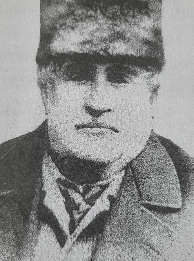 Schwarz-weiß Porträt von Joseph Spielmann (1801 – 1888), der das Dorf Spillville in Iowa gründete, wo sich viele Auswanderer aus Böhmen niederließen.