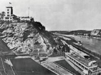 Blick auf das Schwimmbad und den Aussichtsturm 1932.