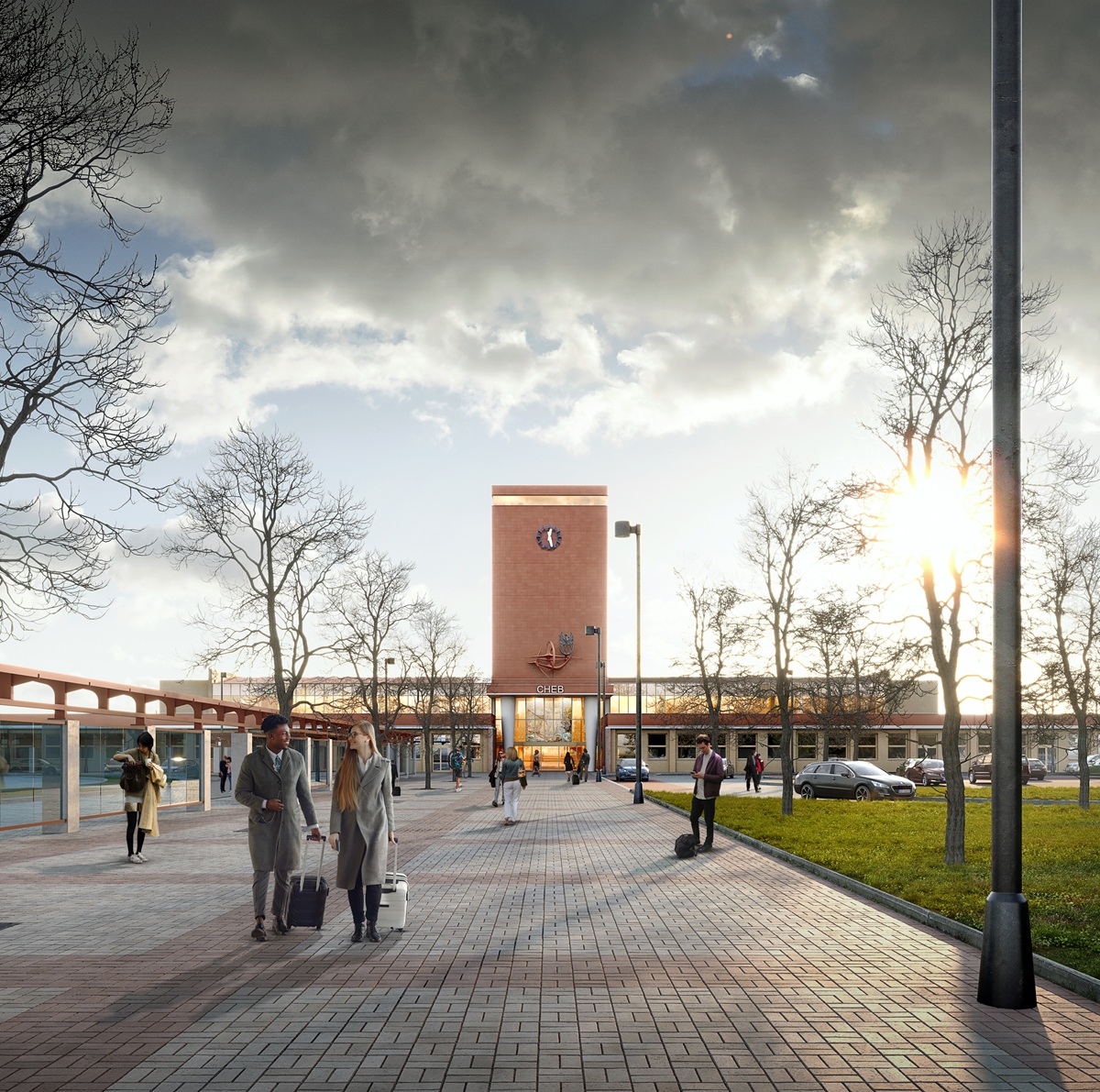 Visualisierung des geplanten Bahnhofsgebäudes in Eger (Cheb)