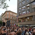 Der Protestmarsch endete vor dem Gebäude des Tschechischen Rundfunks.