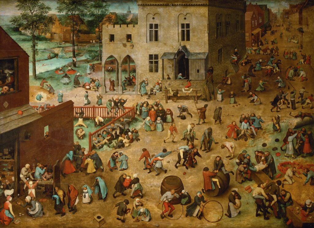 Das Gemälde  Die Kinderspiele des Malers Pieter Bruegel des Älteren aus dem Jahr 1560. 