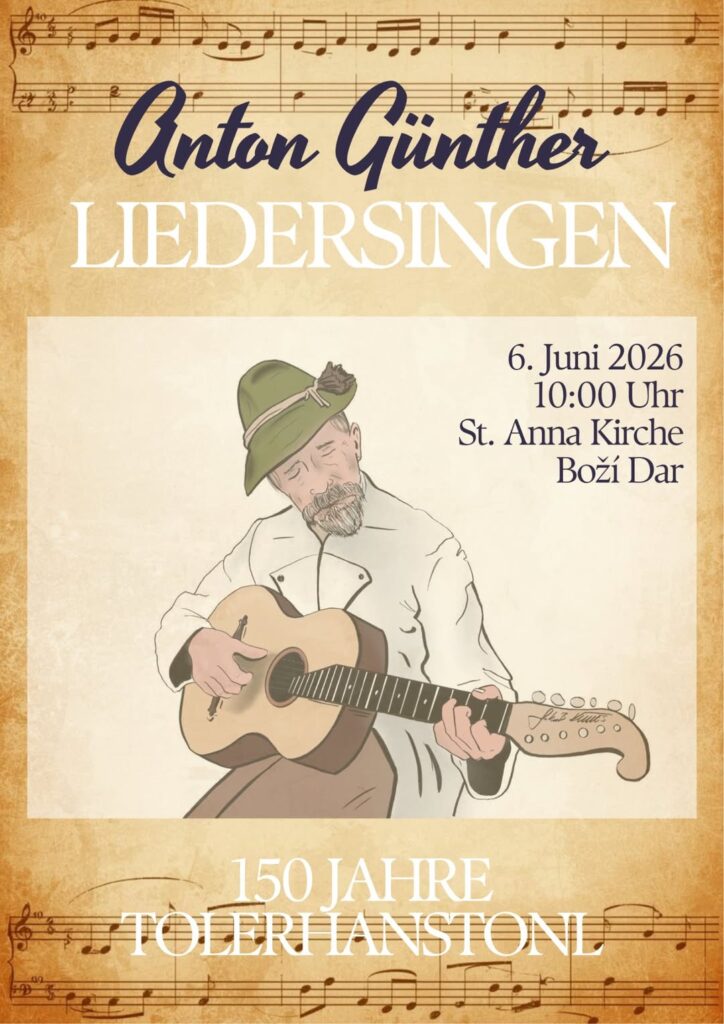 Am Samstag findet um 10 Uhr in der St.-Anna-Kirche in Gottesgab das Konzert Anton Günther – Lieder aus seinem Werk statt.