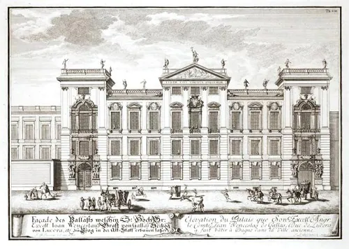 Illustration: Clam-Gallas Palais auf einer historischen Zeichnung