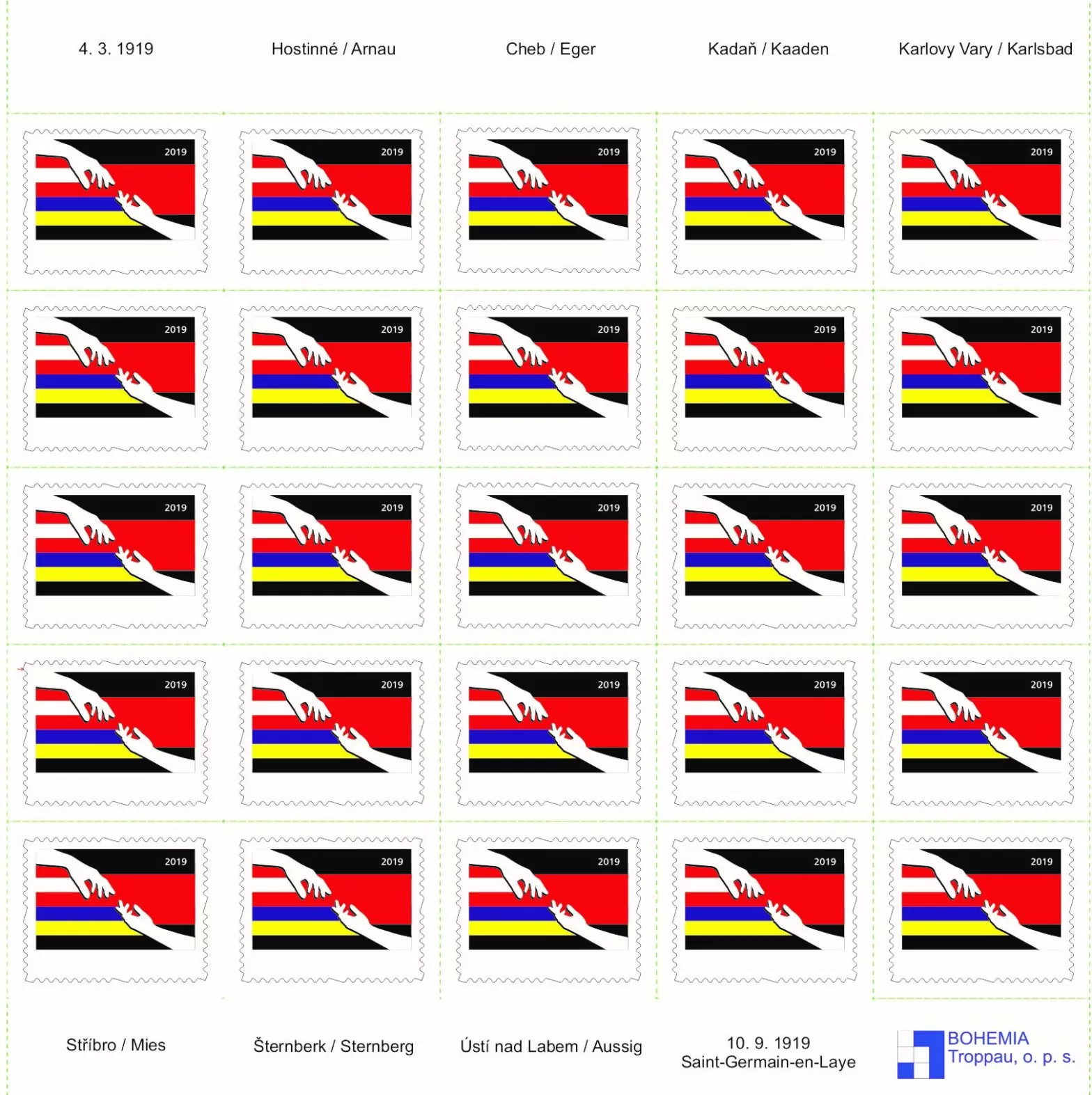 Entwurf der geplanten Kaaden-Gedenkbriefmarke