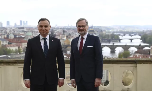 Polens Präsident Duda und Tschechiens Premier Fiala in Prag. Foto: ČTK/Krumphanzl Michal