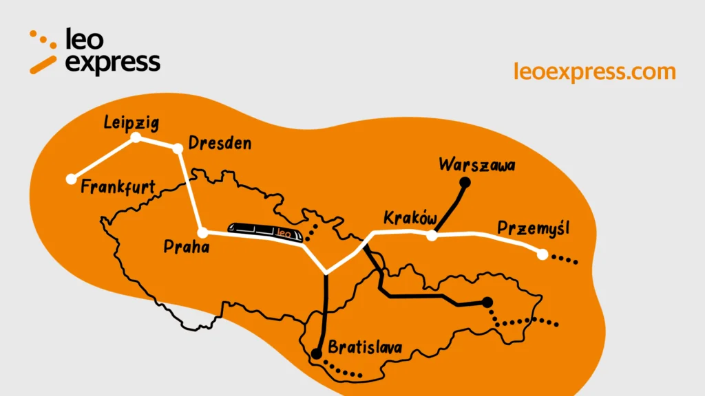 Die neue Verbindung beginnt im grenznahen polnischen Przemyśl und führt über Krakau, Ostrava, Prag, Dresden, Leipzig und Erfurt bis nach Frankfurt und zum Flughafen Frankfurt.